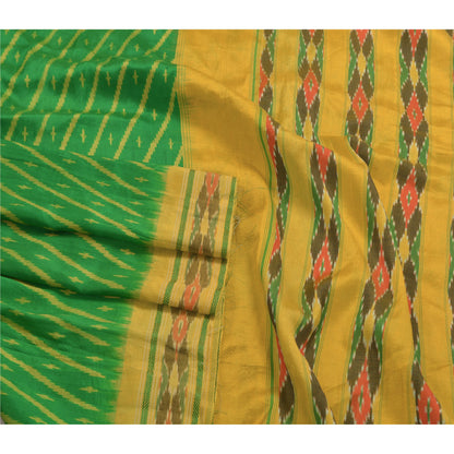 Sanskriti Vintage Pochampally Håndvævet Ikat Sarees Pure Silk Sari Craft Bæredygtigt stof
