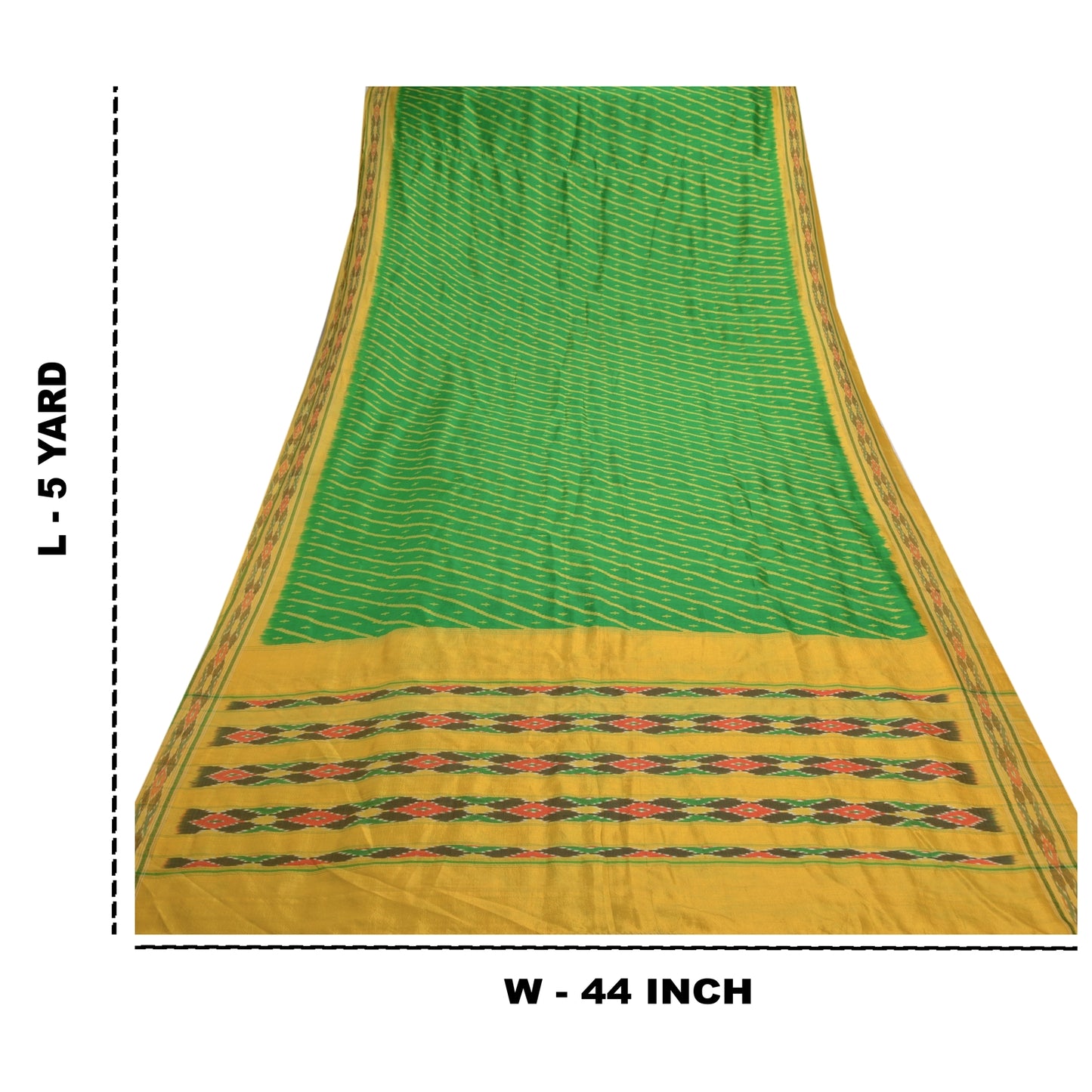Sanskriti Vintage Pochampally Håndvævet Ikat Sarees Pure Silk Sari Craft Bæredygtigt stof