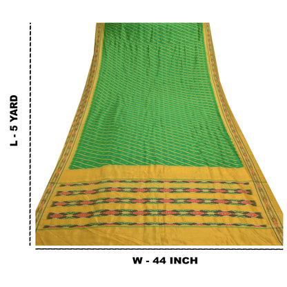 Sanskriti Vintage Pochampally Håndvævet Ikat Sarees Pure Silk Sari Craft Bæredygtigt stof