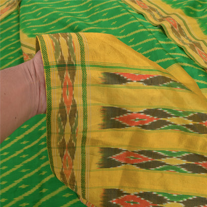 Sanskriti Vintage Pochampally Håndvævet Ikat Sarees Pure Silk Sari Craft Bæredygtigt stof