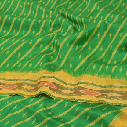 Sanskriti Vintage Pochampally Håndvævet Ikat Sarees Pure Silk Sari Craft Bæredygtigt stof