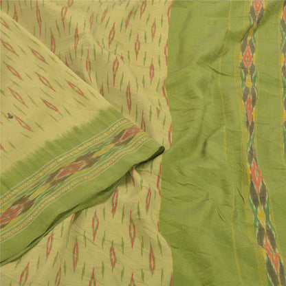 Sanskriti Vintage Pochampally Håndvævet Ikat Sarees Pure Silk Sari Craft Bæredygtigt stof