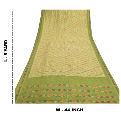 Sanskriti Vintage Pochampally Håndvævet Ikat Sarees Pure Silk Sari Craft Bæredygtigt stof