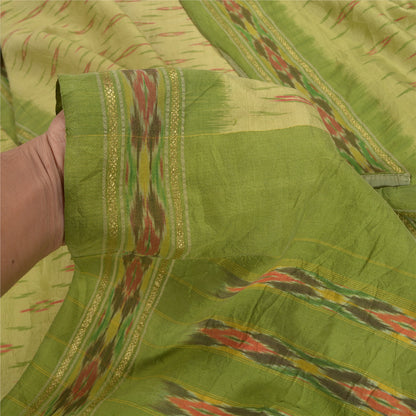 Sanskriti Vintage Pochampally Håndvævet Ikat Sarees Pure Silk Sari Craft Bæredygtigt stof