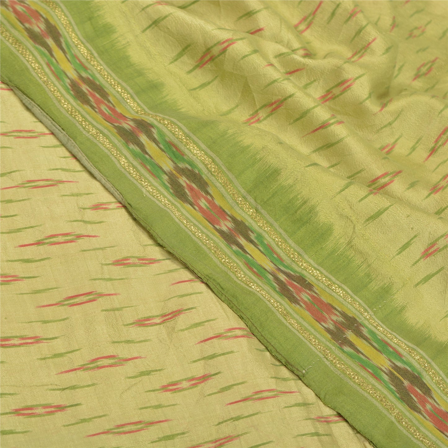 Sanskriti Vintage Pochampally Håndvævet Ikat Sarees Pure Silk Sari Craft Bæredygtigt stof