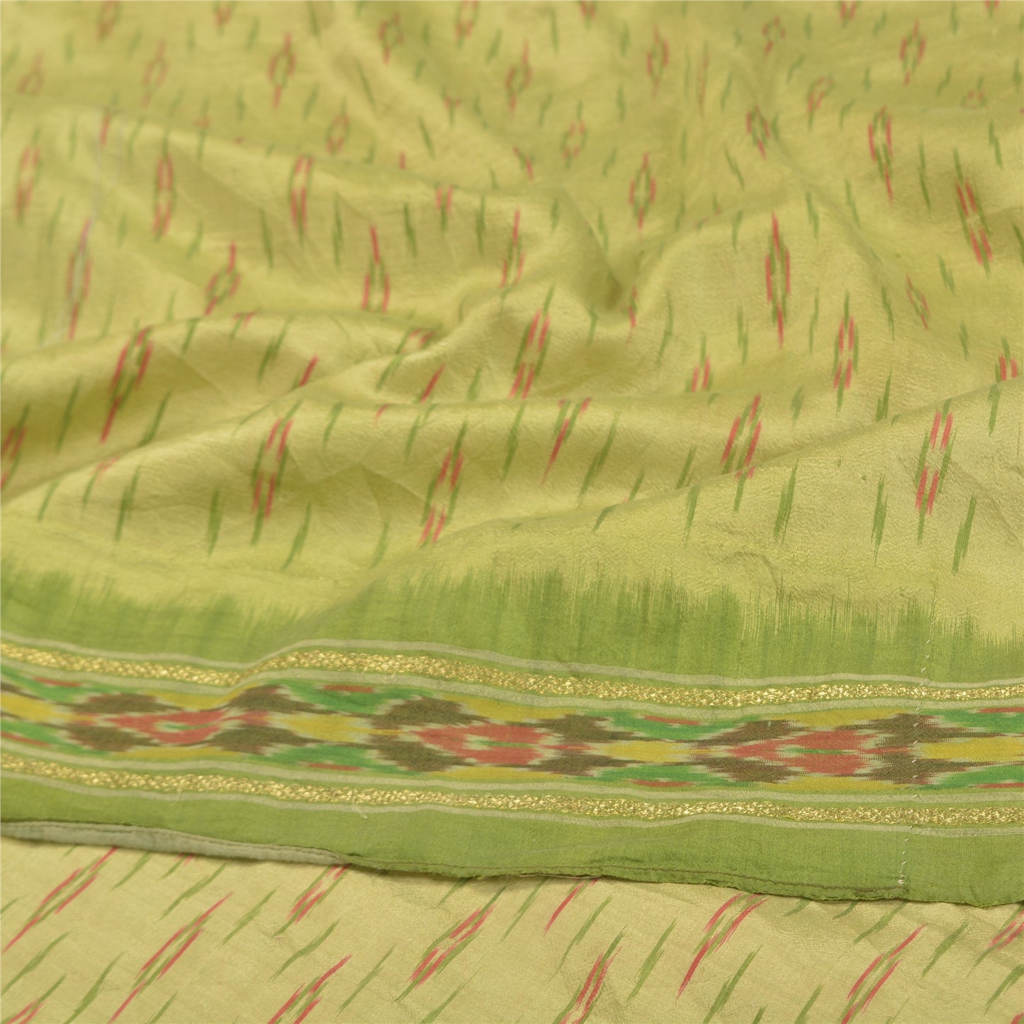 Sanskriti Vintage Pochampally Håndvævet Ikat Sarees Pure Silk Sari Craft Bæredygtigt stof