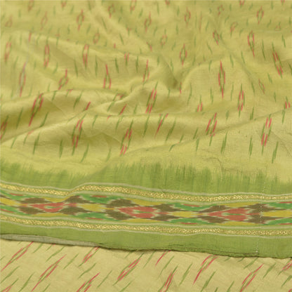 Sanskriti Vintage Pochampally Håndvævet Ikat Sarees Pure Silk Sari Craft Bæredygtigt stof