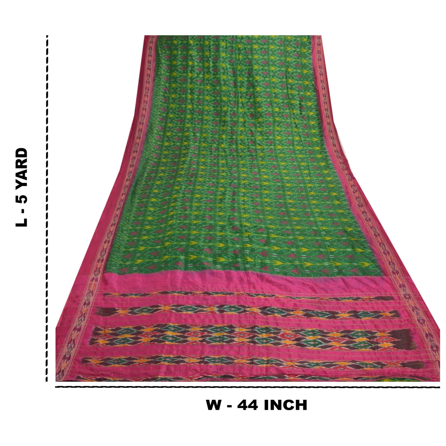 Sanskriti Vintage Pochampally Håndvævet Ikat Sarees Pure Silk Sari Craft Bæredygtigt stof