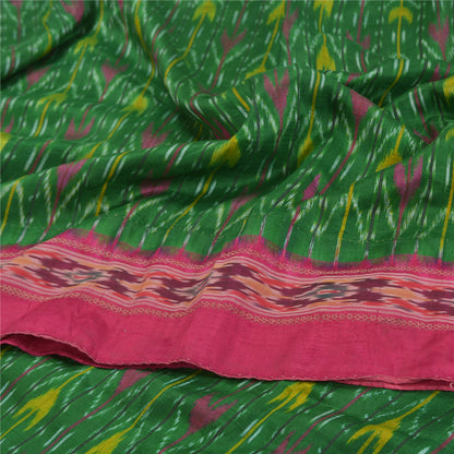 Sanskriti Vintage Pochampally Håndvævet Ikat Sarees Pure Silk Sari Craft Bæredygtigt stof