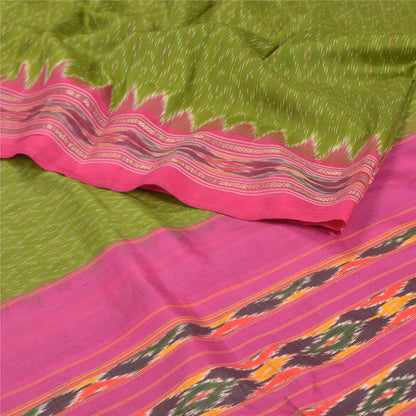 Sanskriti Vintage Green Saree 100% ren silke Ikat vævet arbejde Patola Ikat Sari