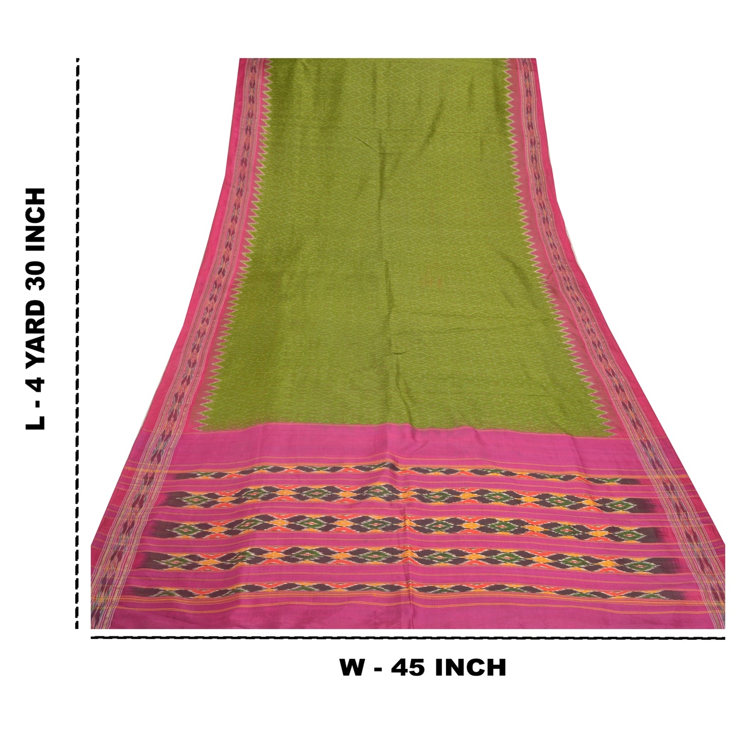 Sanskriti Vintage Green Saree 100% ren silke Ikat vævet arbejde Patola Ikat Sari