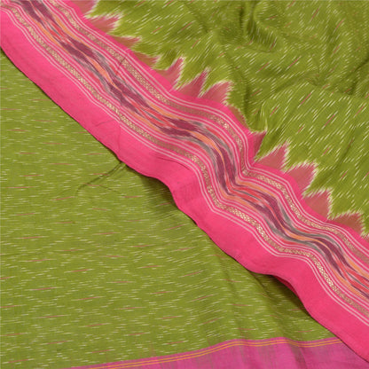 Sanskriti Vintage Green Saree 100% ren silke Ikat vævet arbejde Patola Ikat Sari