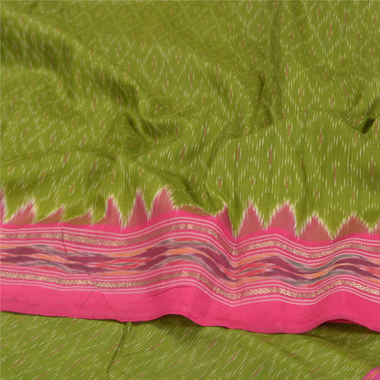 Sanskriti Vintage Green Saree 100% ren silke Ikat vævet arbejde Patola Ikat Sari