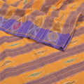 Sanskriti Vintage Handwoven Sambalpuri Ikat Saree: Vintage Cotton Craft Fabric, Yellow & Purple (5yd)