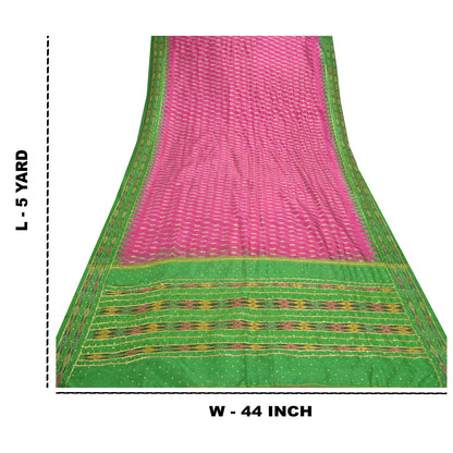 Sanskriti Vintage Pink Saree 100% ren silke Ikat vævet arbejde Patola Ikat Sari