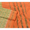 Sanskriti Vintage Pochampally Green Hand Woven Ikat Sarees Pure Silk Sari Sustainable Fabric