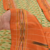 Sanskriti Vintage Pochampally Green Hand Woven Ikat Sarees Pure Silk Sari Sustainable Fabric