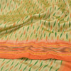 Sanskriti Vintage Pochampally Green Hand Woven Ikat Sarees Pure Silk Sari Sustainable Fabric