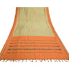 Sanskriti Vintage Pochampally Green Hand Woven Ikat Sarees Pure Silk Sari Sustainable Fabric