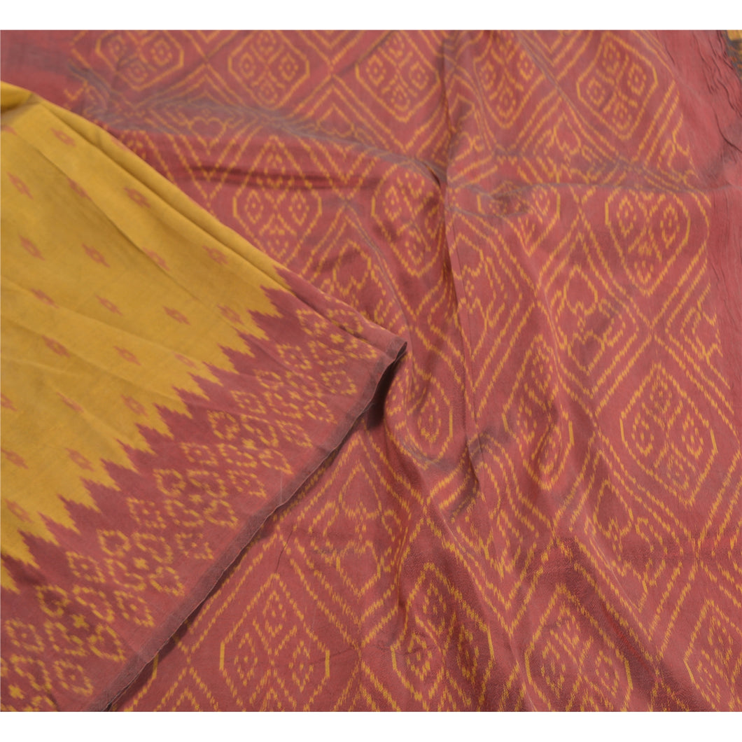 Sanskriti Vintage Pochampally Ikat Sarees Handwoven 100% Pure Silk Sari Fabric