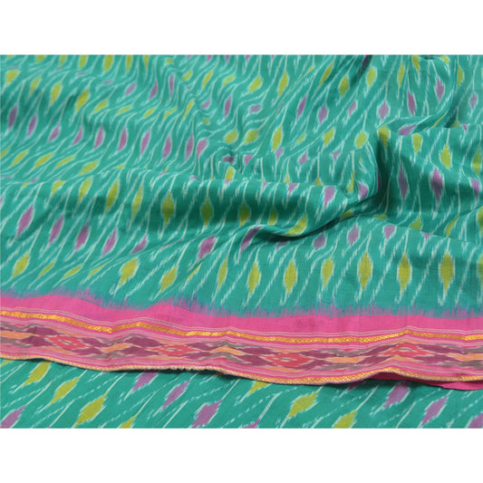 Sanskriti Vintage Pochampally Sarees Hand Woven Ikat Pure Silk Sari Craft Sustainable Fabric
