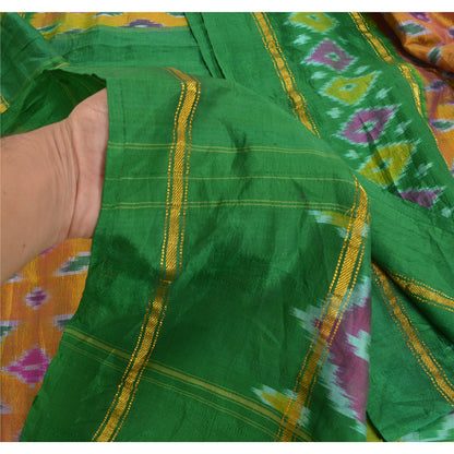 Sanskriti Vintage Sambhalpuri Pure Silk Sarees Hand Woven Ikat Sari Craft Sustainable Fabric
