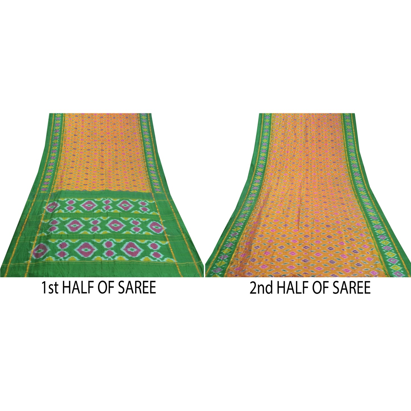 Sanskriti Vintage Sambhalpuri Pure Silk Sarees Hand Woven Ikat Sari Craft Sustainable Fabric