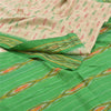 Sanskriti Vintage Pure Silk Pochampally Ivory Sarees HandWoven Ikat Sari Sustainable Fabric