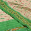 Sanskriti Vintage Pure Silk Pochampally Ivory Sarees HandWoven Ikat Sari Sustainable Fabric