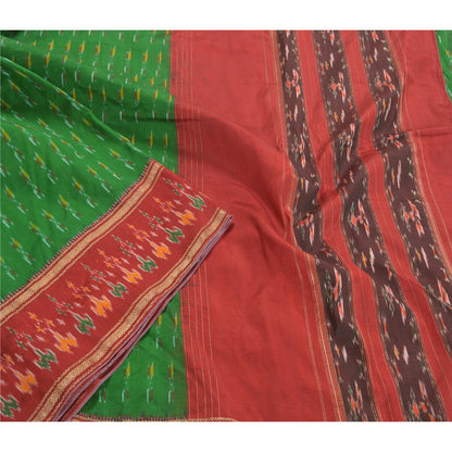Sanskriti Vintage Pochampally Sarees Hand Woven Ikat Pure Silk Sari Craft Sustainable Fabric