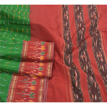 Sanskriti Vintage Pochampally Sarees Hand Woven Ikat Pure Silk Sari Craft Sustainable Fabric