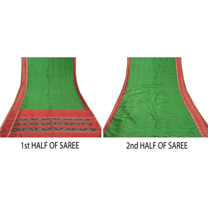 Sanskriti Vintage Pochampally Sarees Hand Woven Ikat Pure Silk Sari Craft Sustainable Fabric