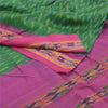 Sanskriti Vintage Pochampally Sarees Green Hand Woven Ikat Pure Silk Sari Sustainable Fabric