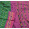 Sanskriti Vintage Pochampally Sarees Green Hand Woven Ikat Pure Silk Sari Sustainable Fabric