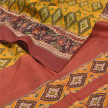 Load image into Gallery viewer, Sanskriti Vintage Sambhalpuri Sarees Yellow HandWoven Ikat Pure Silk Sari Fabric
