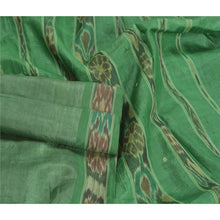 Load image into Gallery viewer, Sanskriti Vintage Green Pochampally Hand Woven Ikat Sarees Pure Silk Sari Fabric
