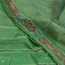 Load image into Gallery viewer, Sanskriti Vintage Green Pochampally Hand Woven Ikat Sarees Pure Silk Sari Fabric
