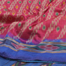 Load image into Gallery viewer, Sanskriti Vintage Pink Hand Woven Ikat Sambhalpuri Sarees Pure Silk Sari Fabric
