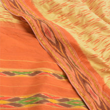 Load image into Gallery viewer, Sanskriti Vintage Ivory Hand Woven Ikat Pochampally Sarees Pure Silk Sari Fabric
