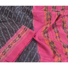 Load image into Gallery viewer, Sanskriti Vintage Black Pochampally Hand Woven Ikat Sarees Pure Silk Sari Fabric
