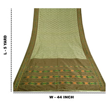 Load image into Gallery viewer, Sanskriti Vintage Green Pochampally Handwoven Ikat Sarees Pure Silk Sari Fabric
