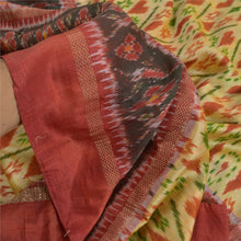 Load image into Gallery viewer, Sanskriti Vintage Beige Sambhalpuri Hand Woven Ikat Saree Pure Silk Sari Fabric
