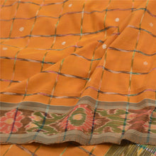 Load image into Gallery viewer, Sanskriti Vintage Saree Mustard Odisha Hand Woven Ikat Pure Cotton Sari Fabric
