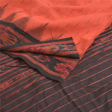 Load image into Gallery viewer, Sanskriti Vintage Saree Orange Odisha Hand Woven Ikat Pure Cotton Sari Fabric
