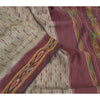 Sanskriti Vintage Saree Cream Pochampally Hand Woven Ikat Pure Silk Sari Sustainable Fabric