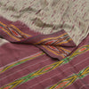 Sanskriti Vintage Saree Cream Pochampally Hand Woven Ikat Pure Silk Sari Sustainable Fabric