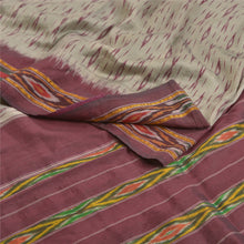 Load image into Gallery viewer, Sanskriti Vintage Saree Cream Pochampally Hand Woven Ikat Pure Silk Sari Fabric
