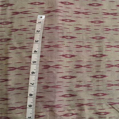 Sanskriti Vintage Saree Cream Pochampally Hand Woven Ikat Pure Silk Sari Sustainable Fabric