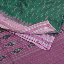 Load image into Gallery viewer, Sanskriti Vintage Saree Green Odisha HandWoven Ikat Pure Cotton Sari 5yd Fabric

