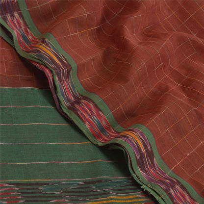 Sanskriti Vintage Saree Dark Red Odisha Hand Woven Ikat Pure Cotton Sari Sustainable Fabric